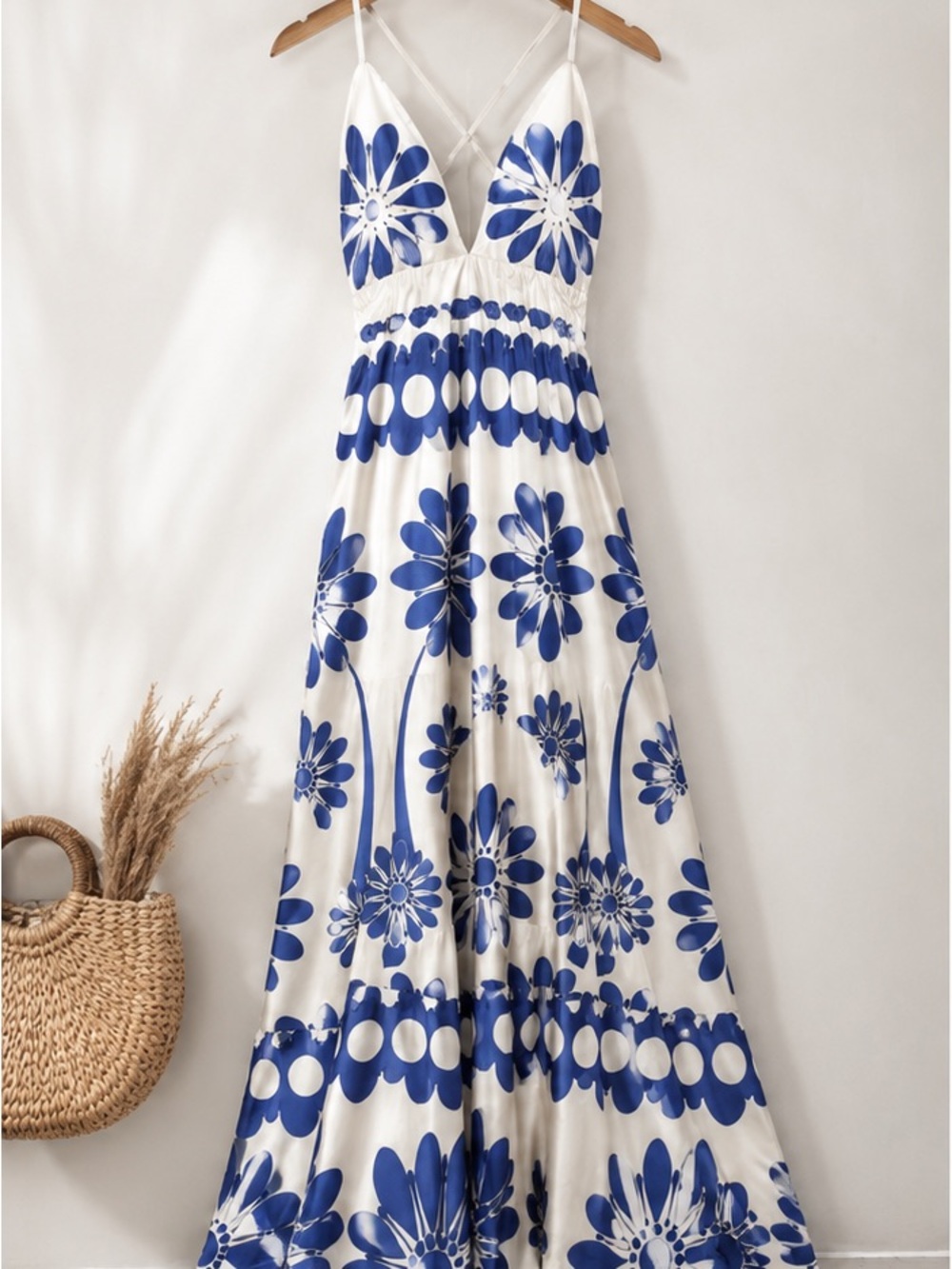 Mediterranean Inspired Floral Maxi Dress Size XL
